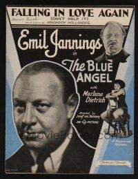 9p277 BLUE ANGEL sheet music '30 Emil Jannings & sexy Marlene Dietrich, Falling In Love Again!