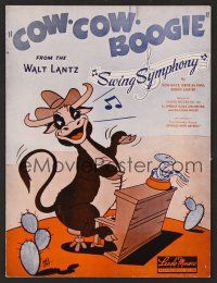 9p300 COW COW BOOGIE sheet music '43 Alex Lovy artwork of cow playing piano!