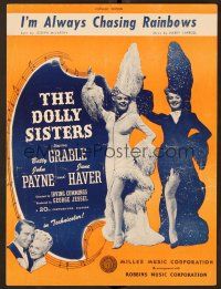 9p311 DOLLY SISTERS sheet music '45 sexy Betty Grable & June Haver, I'm Always Chasing Rainbows!