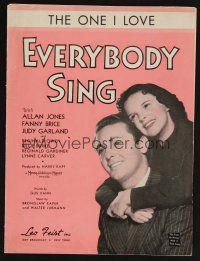 9p315 EVERYBODY SING sheet music '38 Judy Garland, Allan Jones, The One I Love!
