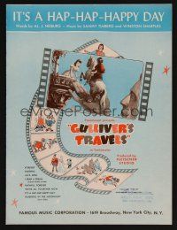 9p344 GULLIVER'S TRAVELS sheet music '39 classic Dave Fleischer cartoon, It's a Hap-Hap-Happy Day!