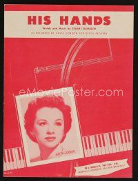 9p352 HIS HANDS sheet music '54 Stuart Hamblen, pretty Anita Gordon portrait!