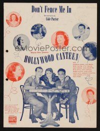 9p356 HOLLYWOOD CANTEEN sheet music '44 Warner Bros. all-star musical, Don't Fence Me In!