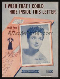 9p365 I WISH THAT I COULD HIDE INSIDE THIS LETTER sheet music '43 Charlie Tobias & Nat Simon!