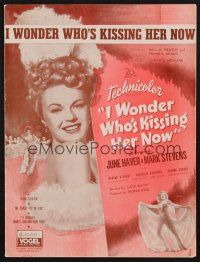 9p366 I WONDER WHO'S KISSING HER NOW sheet music '47 cool image of sexiest June Haver!