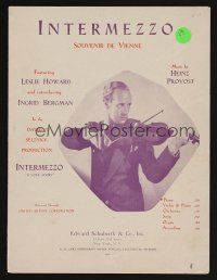 9p373 INTERMEZZO sheet music '39 Ingrid Bergman, violinist Leslie Howard!