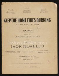 9p379 KEEP THE HOME FIRES BURNING sheet music '14 Till The Boys Come Home, Ford & Ivor Novello!