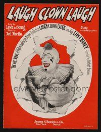 9p381 LAUGH CLOWN LAUGH sheet music '28 great image of Lon Chaney in full clown make up!