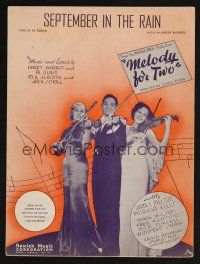 9p401 MELODY FOR TWO sheet music '37 Patricia Ellis, James Melton, September In The Rain!
