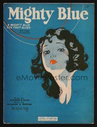 9p406 MIGHTY BLUE sheet music '25 Egan & Whiting, cool artwork of crying woman!