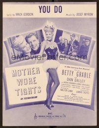 9p409 MOTHER WORE TIGHTS sheet music '47 sexy full-length Betty Grable, Dan Dailey, You Do!