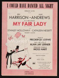 9p415 MY FAIR LADY stage sheet music '56 Julie Andrews & Harrison, I Could Have Danced All Night!