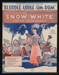 9p472 SNOW WHITE & THE SEVEN DWARFS sheet music '37 Disney cartoon classic, Bluddle-Uddle-Um-Dum!