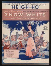 9p474 SNOW WHITE & THE SEVEN DWARFS sheet music '37 Disney cartoon fantasy classic, Heigh-Ho!