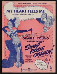 9p500 SWEET ROSIE O'GRADY sheet music '43 sexy full-length Betty Grable, My Heart Tells Me!