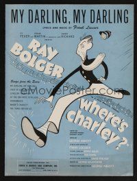 9p537 WHERE'S CHARLEY sheet music '52 Al Hirschfeld art of Ray Bolger, My Darling, My Darling!