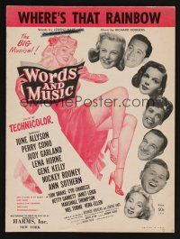 9p548 WORDS & MUSIC sheet music '49 Judy Garland, Lena Horne, sexy art, Where's That Rainbow!