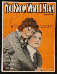 9p551 YOU KNOW WHAT I MEAN sheet music '19 Corinne Griffith & Robert Fraser portrait!