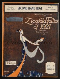 9p555 ZIEGFELD FOLLIES 1921 stage sheet music '21 cool art of sexy Ziegfeld girl, Second Hand Rose!