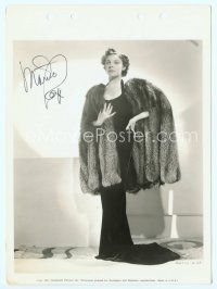 9r212 MARTHA RAYE signed 8x11 key book still '37 full-length in black satin with silver fox cape!