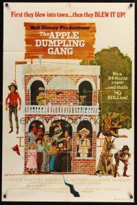 9r024 APPLE DUMPLING GANG signed 1sh '75 by Harry Morgan, Disney, artwork of wacky Don Knotts!