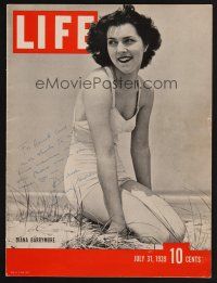 9r089 DIANA BARRYMORE signed magazine cover July 31, 1939 in bathing suit on the cover of Life!