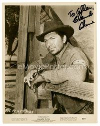 9r151 CLAUDE AKINS signed 8x10 still '60 cool close up in cowboy gear from Comanche Station!