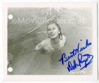 9r129 DEBRA PAGET signed 4x5 still '50s the sexy actress swimming with her clothes on!