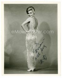 9r220 MITZI GAYNOR signed 8x10 still '50s full-length wearing sexy shimmering backless gown!