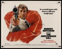 9s361 AMSTERDAM KILL 1/2sh '78 John Solie artwork of tough guy Robert Mitchum pointing revolver!