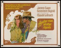 9s366 ANOTHER MAN ANOTHER CHANCE 1/2sh '77 Claude Lelouch, art of James Caan & Genevieve Bujold!