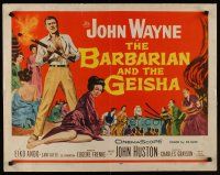 9s383 BARBARIAN & THE GEISHA 1/2sh '58 John Huston, art of John Wayne with torch & Eiko Ando!