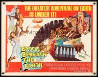 9s384 BATTLE BENEATH THE EARTH 1/2sh '68 cool sci-fi art of Kerwin Mathews & sexy Viviane Ventura!