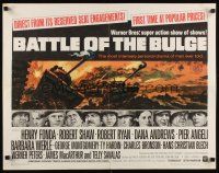 9s387 BATTLE OF THE BULGE 1/2sh '66 Henry Fonda, Robert Shaw, cool Jack Thurston tank art!
