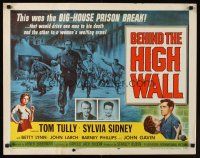9s388 BEHIND THE HIGH WALL 1/2sh '56 Tully, smoking Sylvia Sidney, cool big house prison break art!