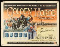 9s498 GOLDEN HORDE style B 1/2sh '51 Marvin Miller as Genghis Khan, Ann Blyth!
