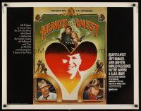 9s514 HEARTS OF THE WEST 1/2sh '75 art of Hollywood cowboy Jeff Bridges by Richard Hess!