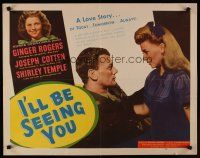 9s543 I'LL BE SEEING YOU 1/2sh '45 close-up image of Ginger Rogers, Joseph Cotten & Shirley Temple!