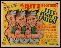 9s591 LIFE BEGINS IN COLLEGE style A 1/2sh '37 The Ritz Brothers play football!