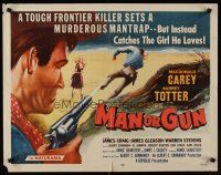 9s612 MAN OR GUN style A 1/2sh '58 Macdonald Carey, Audrey Totter, killer sets a murderous mantrap!