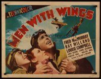 9s621 MEN WITH WINGS style A 1/2sh '38 Fred MacMurray, Ray Milland, cool image of WWI airplanes!