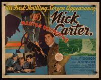 9s643 NICK CARTER MASTER DETECTIVE 1/2sh '39 Walter Pidgeon, Rita Johnson, Hull, pulp thriller!