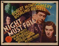 9s647 NIGHT MUST FALL 1/2sh '37 killer Robert Montgomery keeps his victim's head in a hatbox!