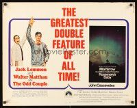 9s654 ODD COUPLE/ROSEMARY'S BABY 1/2sh '69 the greatest and oddest double feature of all time!