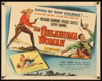 9s655 OKLAHOMA WOMAN 1/2sh '56 Peggie Castle queen of the outlaws & sin, art w/gun & catfighting!