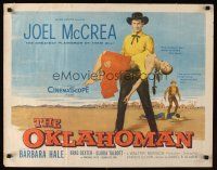 9s656 OKLAHOMAN style A 1/2sh '57 art of cowboy Joel McCrea holding Native American Gloria Talbot!