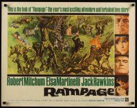9s700 RAMPAGE 1/2sh '63 Robert Mitchum & Elsa Martinelli in the African jungle, cool art!
