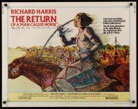 9s711 RETURN OF A MAN CALLED HORSE 1/2sh '76 art of Native American Richard Harris on horseback!