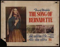 9s745 SONG OF BERNADETTE English 1/2sh '43 artwork of angelic Jennifer Jones by Norman Rockwell!