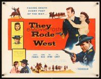 9s765 THEY RODE WEST style A 1/2sh '54 Robert Francis, May Wynn, Donna Reed, facing death!